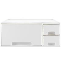 Monitor Stand with Storage Box White Plastic ABS Riser Screen Elevated Rack Computer Holder Desk Organizer Laptop Tablet Storage