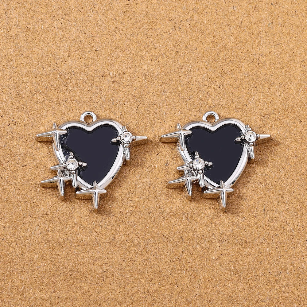 5 Stück 23*24mm Emaille Liebe Herz Charms Anhänger für Schmuckherstellung Ohrringe Halskette DIY Armband Zubehör Zubehör – Detail 10