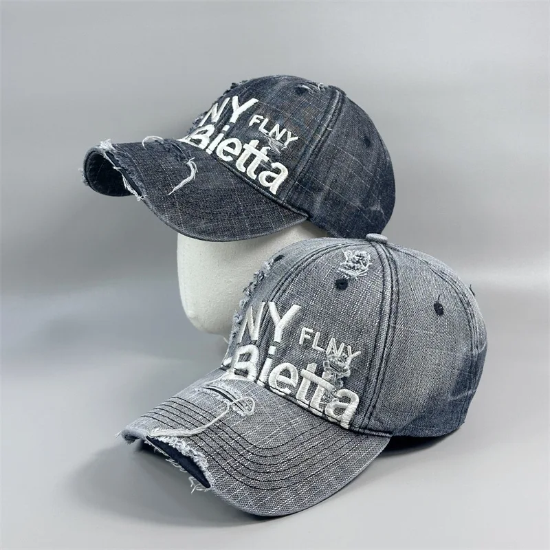 

Hot Sale New Washed Cotton Baseball Cap Unisex Hip Hop Street Sun Hat Outdoor Soft Top Letters Denim Peaked Cap Sports Hats