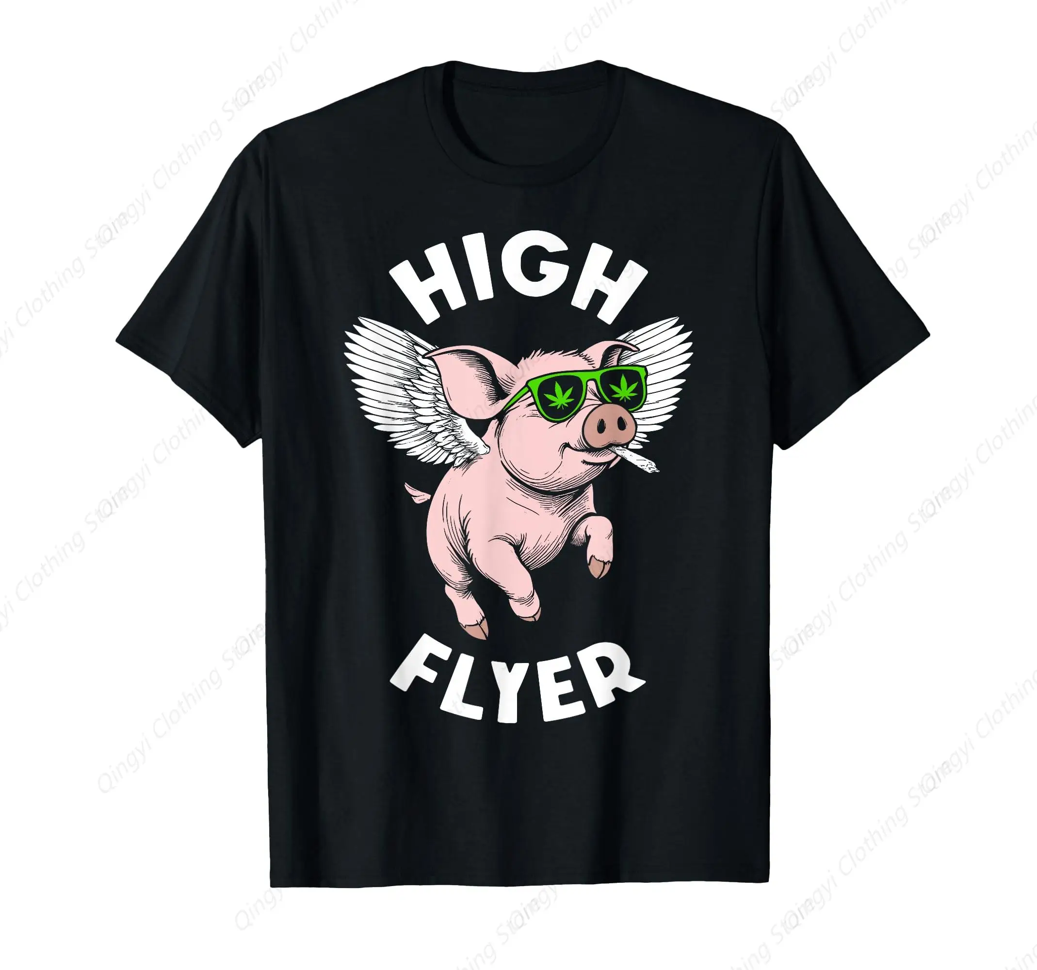 

420 Marijuana Funny Pig High Flyer Stoner Weed Pot T-Shirt
