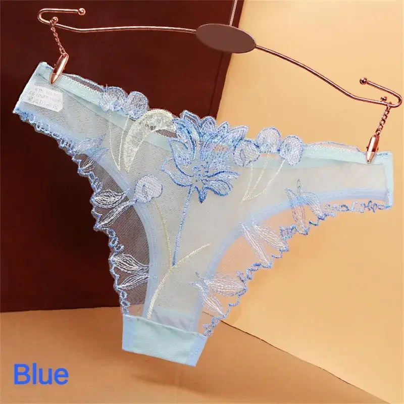 

New Embroidered Underwear Low Waist Lightweight Mesh Girl Charming Traceless Perspective Breathable Triangle Pants