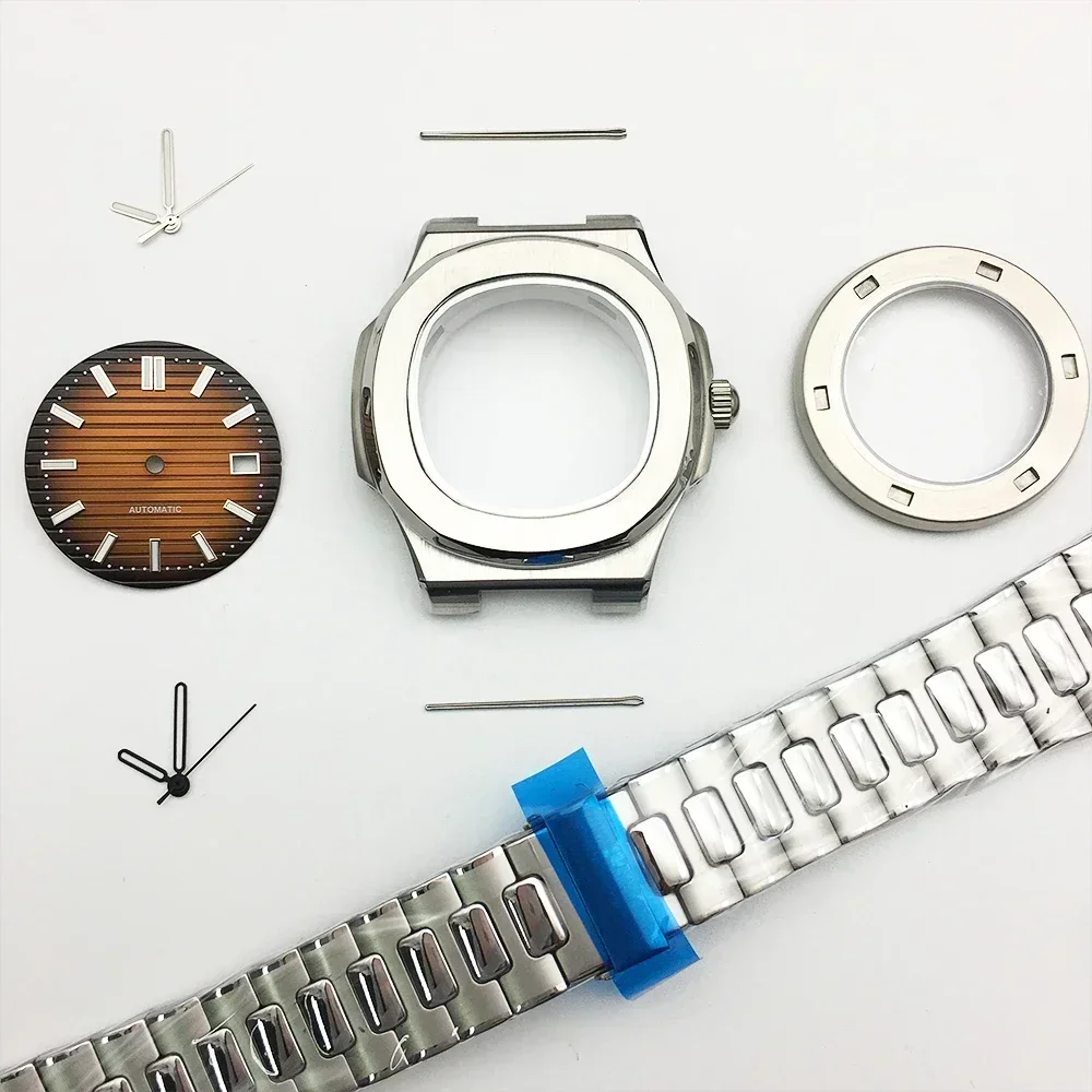 Nautilus Watch Case 39mm NH38 Watch Case Sapphire Mirror Case Kit for NH35/4R/NH38 Movement Watch Modification Repair Parts