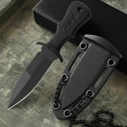 Portable Outdoor Straight Knife, Stainless Steel Blade, Plastic Handle with Knife Cover, Travel Camping Tools, Holiday Gifts