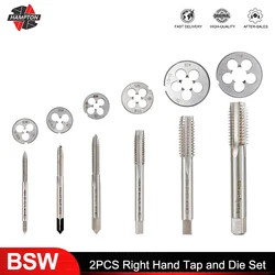  Thread Tap And Round Die Set HSS Screw Tap BSW 5/32-32 3/16-24 1/4-20 5/16-18 1/2-12 5/8-11 Plug Tap Hand Tools 2pcs