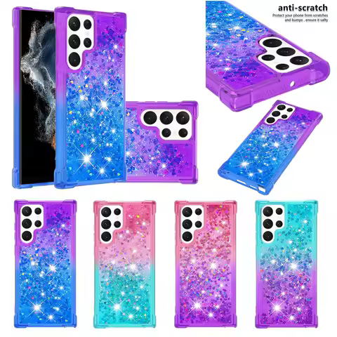 Galaxi S23 Glitter Phone Case for Samsung Galaxy S23 Ultra S22 Plus S21 S20 FE Cover Cases Bling Dynamic Liquid Quicksand Women