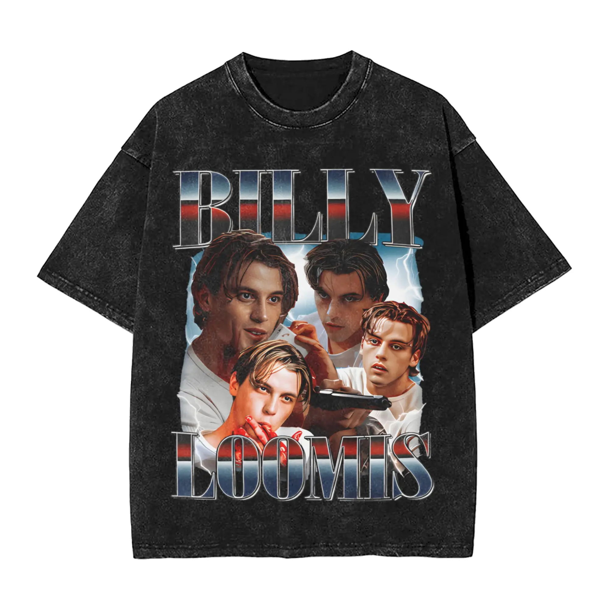 Men T-Shirt Billy Loomis  Washed T Shirts Harajuku ScreamMovie Summer Tee Shirt Vintage Custom DIY Cotton Tops Dropshipping