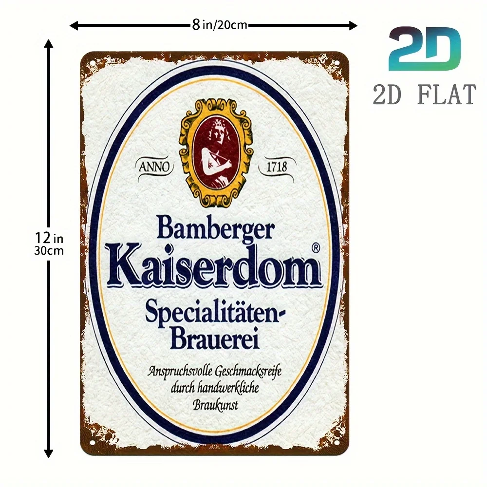 لوحة حائط معدنية مسطحة ثنائية الأبعاد لمصنع الجعة البافارية العتيقة - لافتة شعار البيرة الألمانية من بامبرج (20.32 × 30.48 سم) - حديد ألماني مطبوع بالأشعة فوق البنفسجية