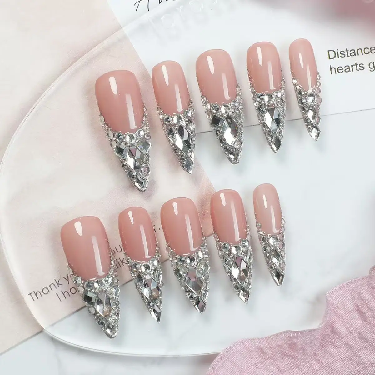 10pcs High-end Luxurious and elegant style, hand-painted three-dimensional square diamonds, dazzling full of diamonds handmade
