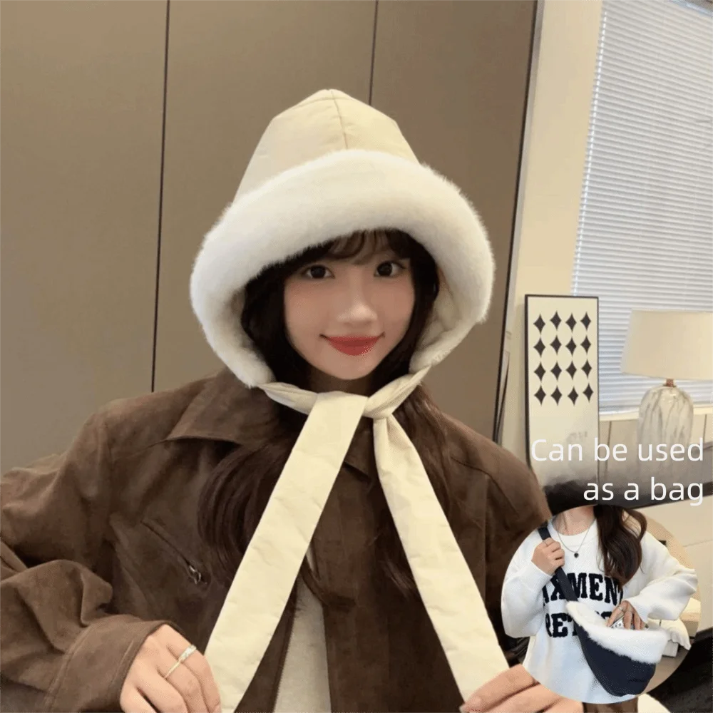 

Elegant Large Head Size Down Cotton Velvet Hat Ear Protection Strap Hat Baroque Cap Cold Proof Women's Hat Winter Season