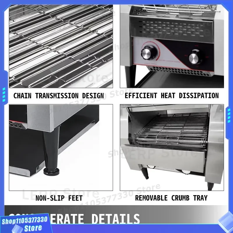 Heavy Duty Stainless Steel Electric Conveyor Toaster for Commercial Bakery Restaurant Bread Toasting Machine High Capacity