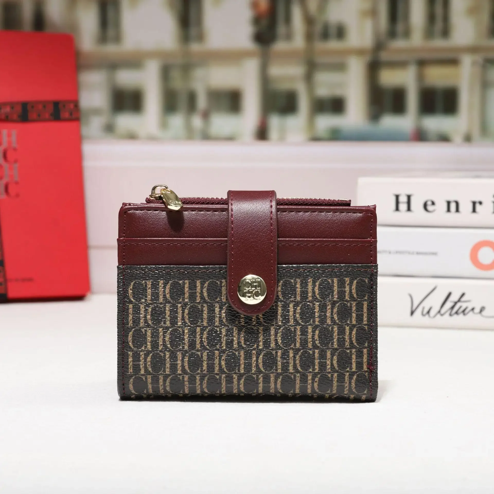 Luxury Classic Folding Wallet Small Lightweight Women's Wallet Retro Print Mini Card Holder Multi-function ID Card Coin Purse