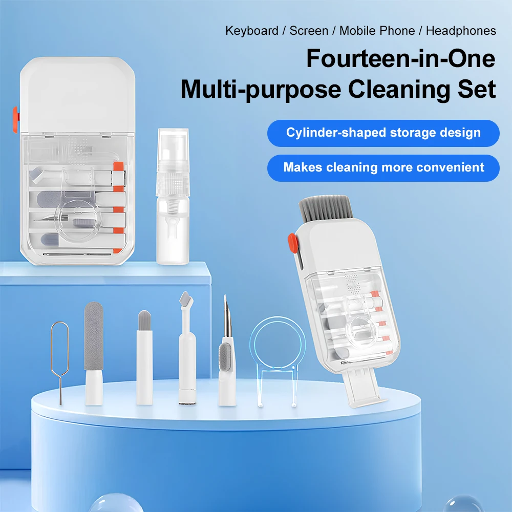 14-in-1 Digital Device Cleaning Kit Multi-Purpose Cleaner Tool Set for Mechanical Keyboard Phone Bluetooth Earbuds Laptop Screen