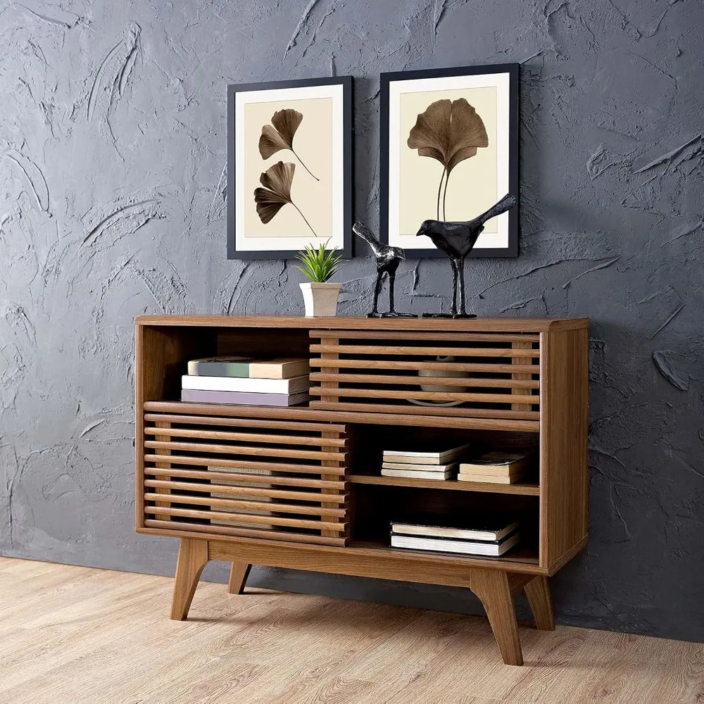 Mid-Century Modern Two-Tier Display Stand in Walnut