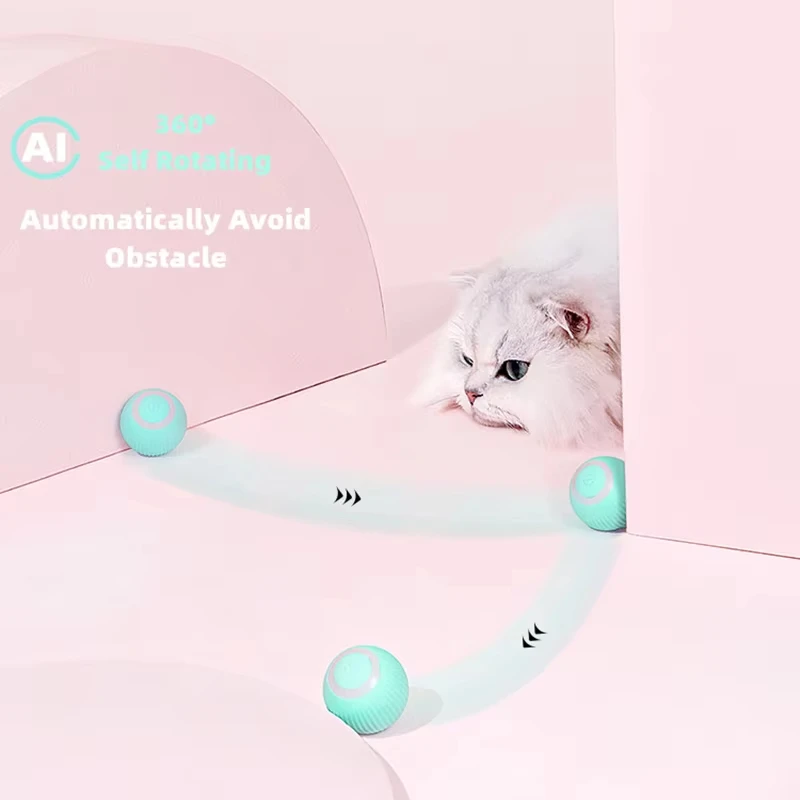Cat Interactive Ball Toys Automatic Rolling Ball Faux Tail Rechargeable Smart Pet Electric Toy Dog Cat Training Imitate Mouse image 4