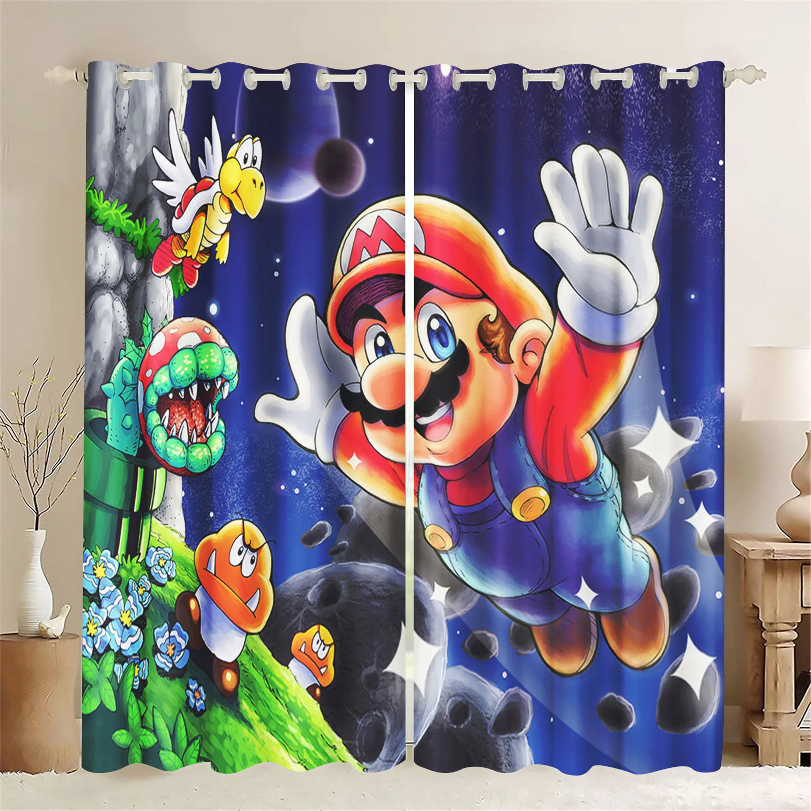 Cortinas estampadas modernas para sala de estar, conjunto de lujo, decoración del hogar, cortinas opacas, pantalla de balcón, dibujos animados a prueba de polvo, bonito