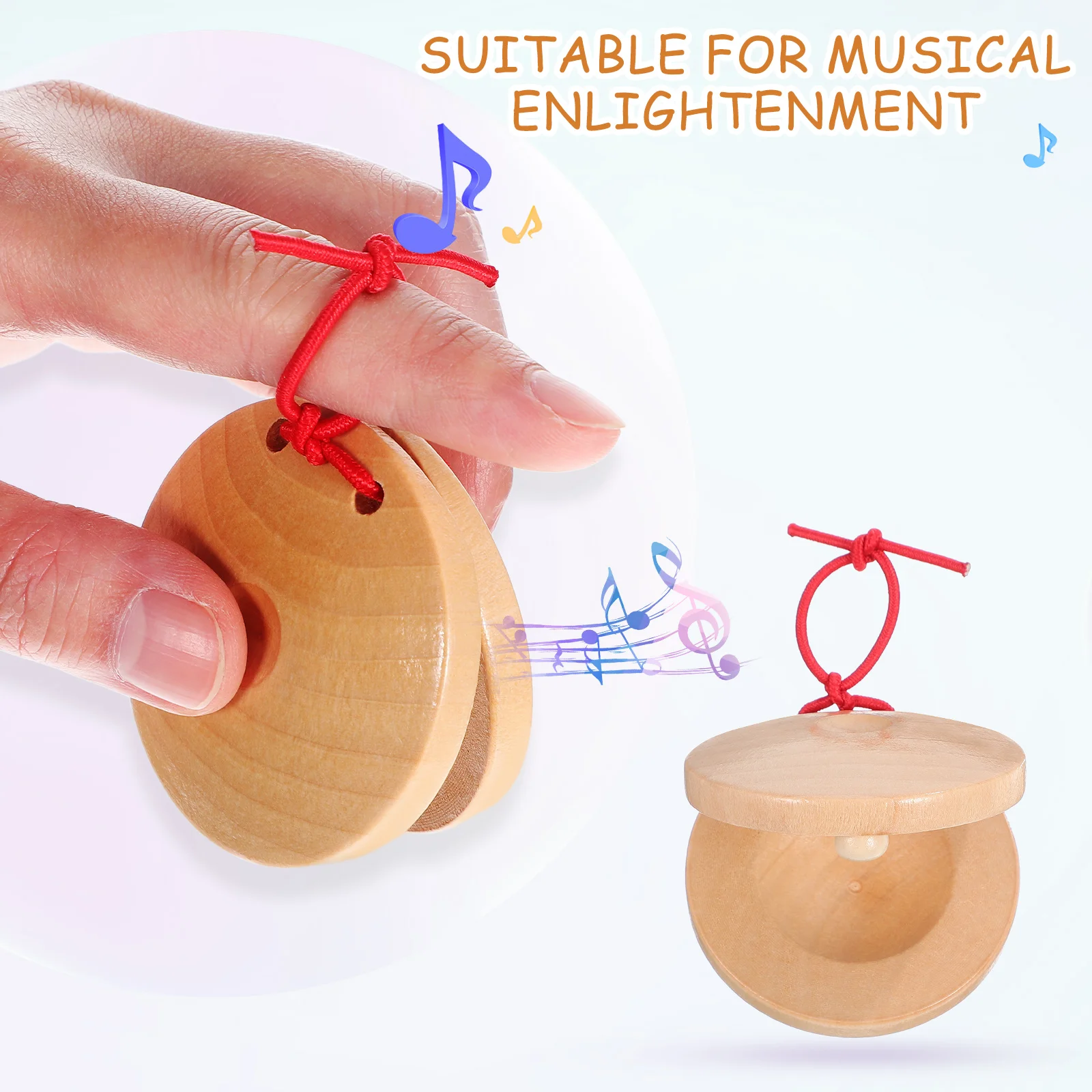 4 Stück Handheld Finger Kastagnetten Griff Soundboard Klavier Tastatur Holz Musical Percussion