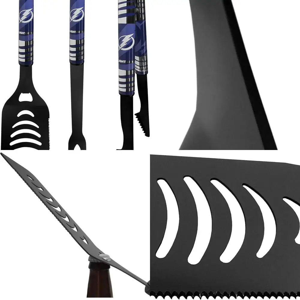 

Tampa Bay Lightning 3-Piece Black Tailgating BBQ Set, One Size