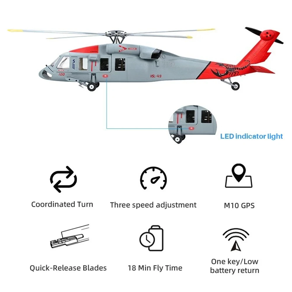 470‑Class MH‑60R Real‑Scale RC Helicopter, Military Black‑Hawk Simulation Model, Intelligent Auto‑Stabilized Flight Control