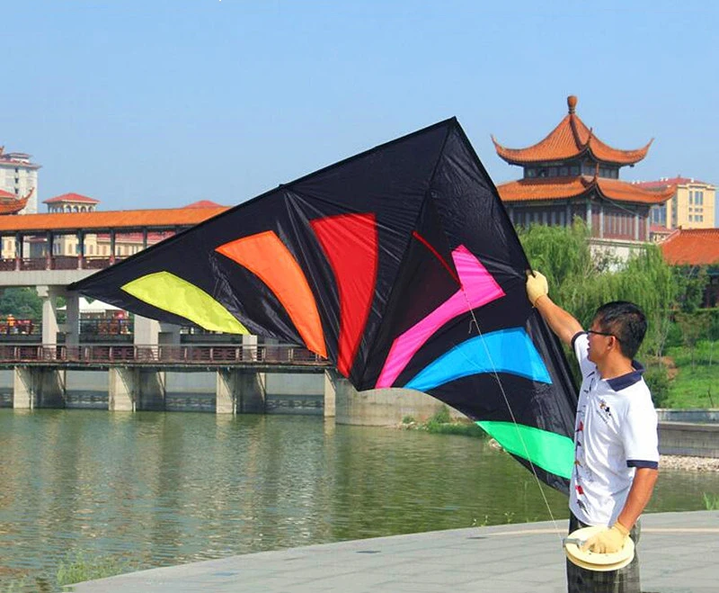 free shipping rainbow delta kites for adults reel windsocks kite flying children kite string weifang kite factory sports kite