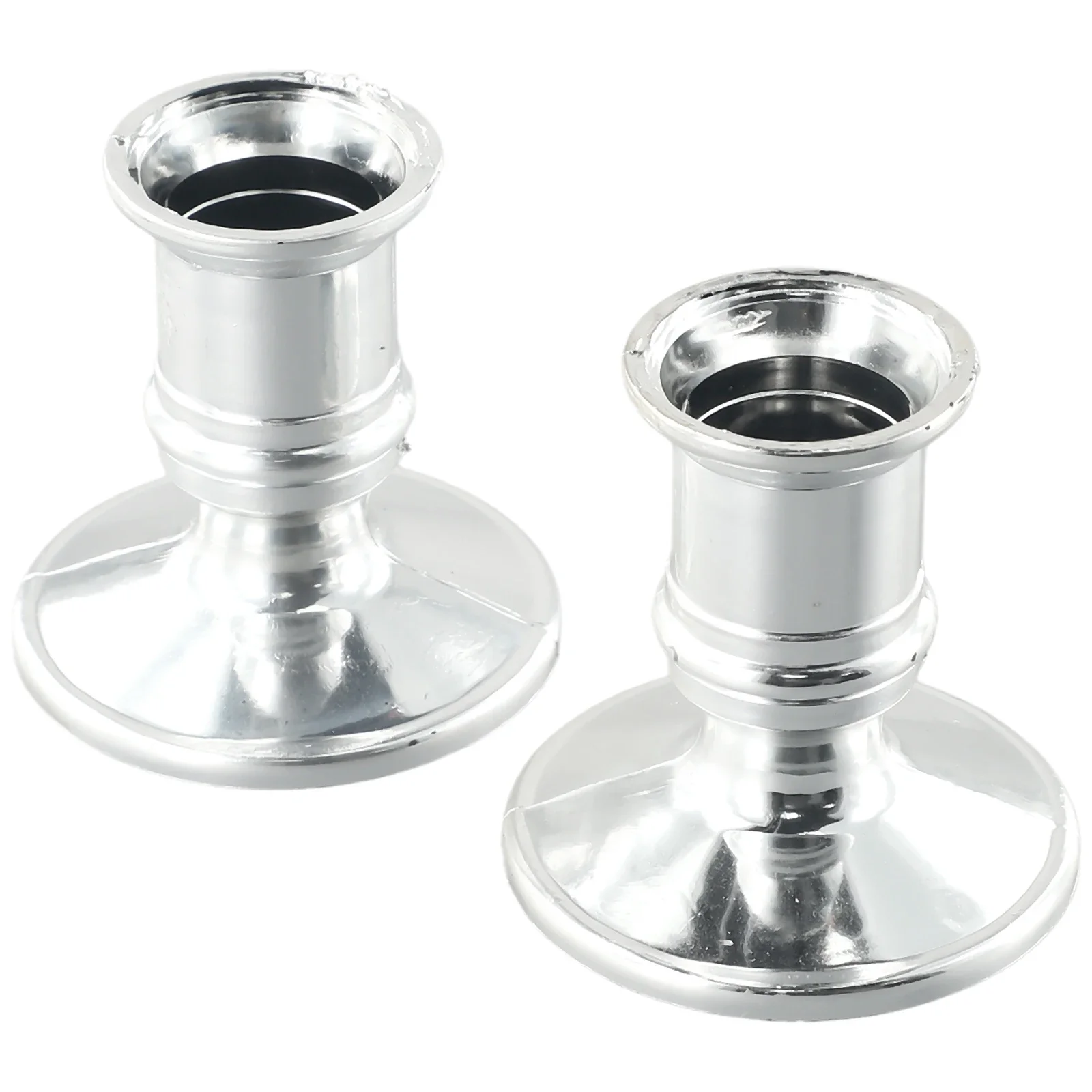 2pcs Taper Candle Holders Candle Silver Base Traditional Shape Fits Standard Candlestick For Christmas Party Home Wedding Decor