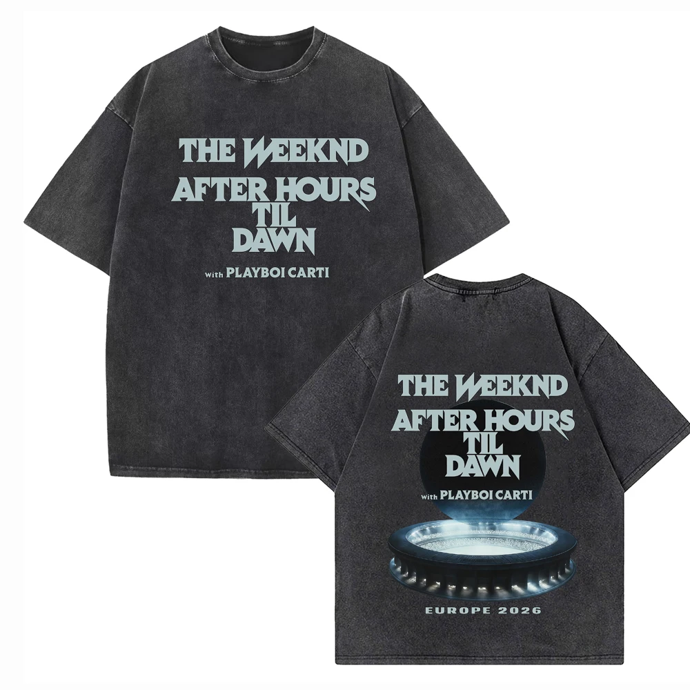 Vintage The Weeknd After Hours Til Dawn Casual Oversize Women's Tshirt Unisex Tee Top Men's Cotton Short Sleeve Washed T Shirt