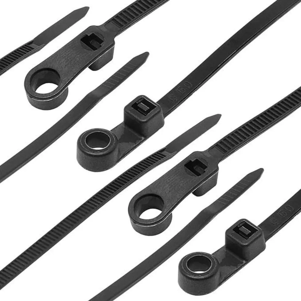 100Pcs Nylon Cable Tie Gear Screw Fix Hole Self Lock Buckle Self Lock Strap Multi Wire Wrap Hard Plastic Shell