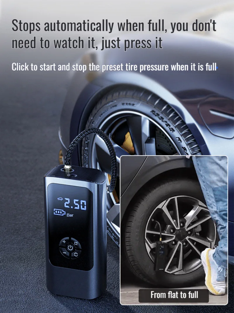 Car Mini Portable Air Pump Electric Car Wireless Inflator Portable Tire Inflator Pump