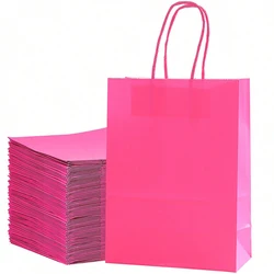6-24pcs 16x22x8cm Kraft Paper Bags Reusable Gift Bag for Birthday Party Wedding Durable Gift Bag with Reinforced Handle Tote Bag
