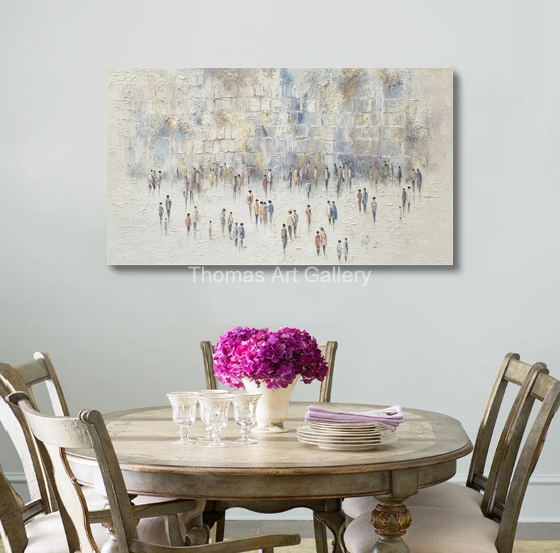 Oversized Jerusalem Kotel Canvas Prints HD Jerusalem Kotel Beige White Misty Abstract Judaica Wall Art Modern Living Room Decor