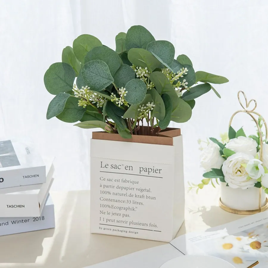50 Stück Künstliche Eukalyptusblätter aus Seide für DIY Weihnachtsdekoration, Vasen, Scrapbooking, Blumen, Garten, Hochzeit, Partyzubehör – Detail 23