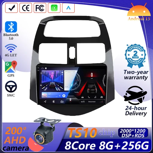 Radio de coche Android 15 para Chevrolet Spark Beat Matiz Creative 2009-2016 reproductor Multimedia inalámbrico Carplay GPS 5G pantalla Wifi