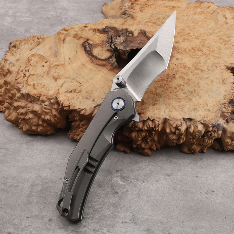 M390 Steel Titanium Alloy Handle Folding Knife Outdoor Camping Survival Tactics Anti Height Hardness Sharp Portable Tool