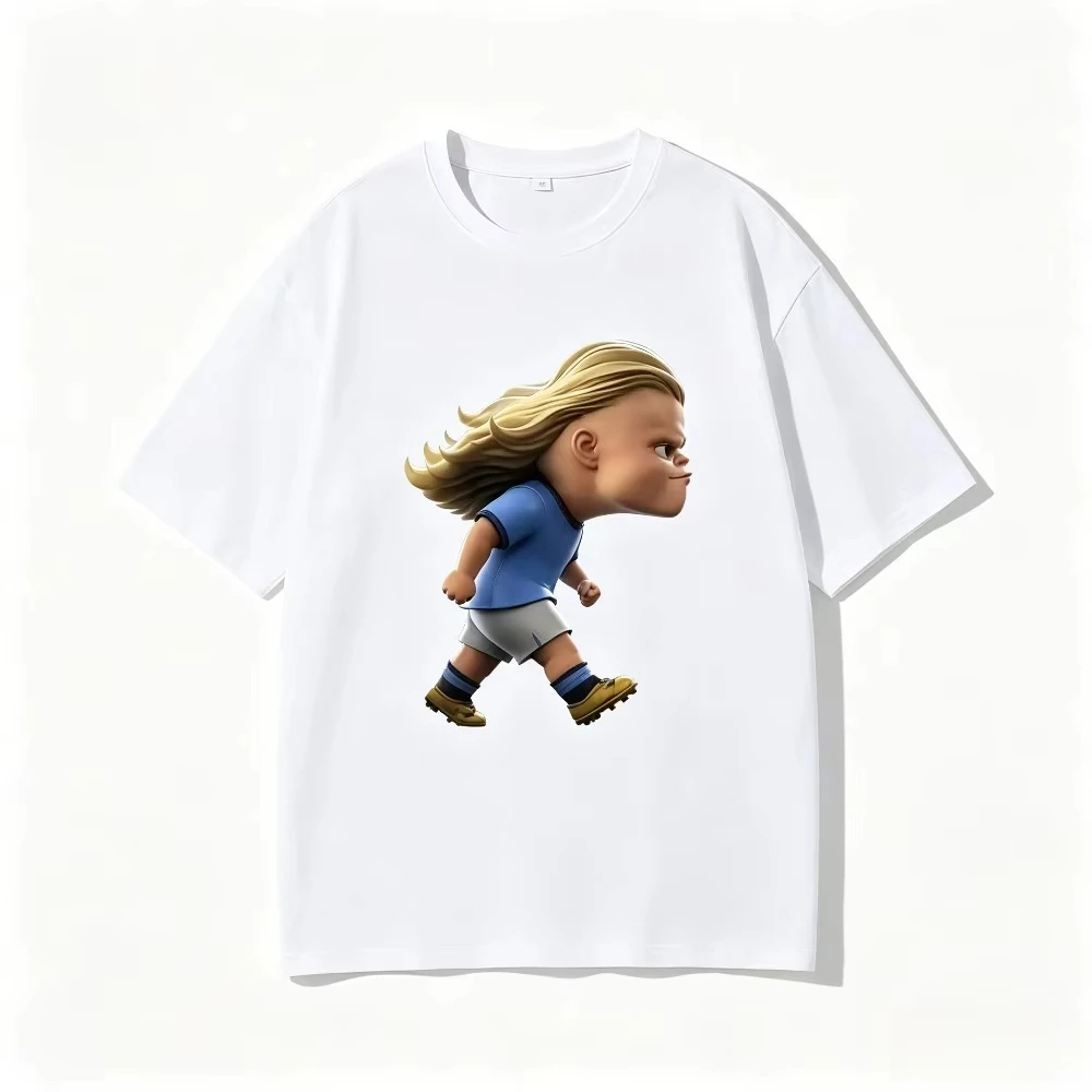 Haaland # 9 Cartoon T-Shirt Lustiges Fußball Norwegen Grafik-T-Shirt Unisex Oversized Kurzarm Erwachsene Kinder Casual Streetwear Oberteile – Detail 7