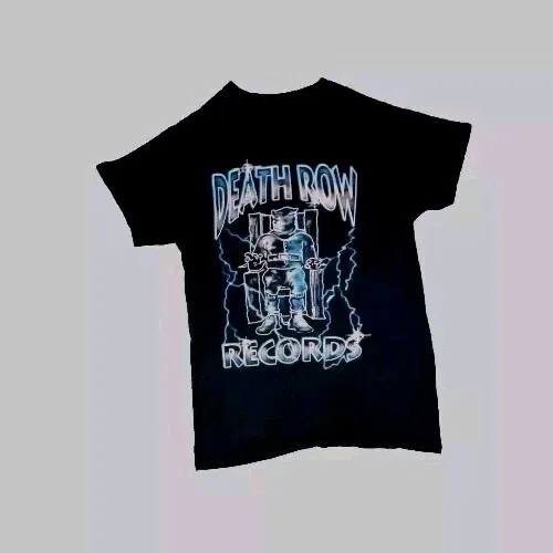تي شيرت Death Row Records Music باللون الأسود للرجال مقاس صغير هيب هوب ويست كوست #1