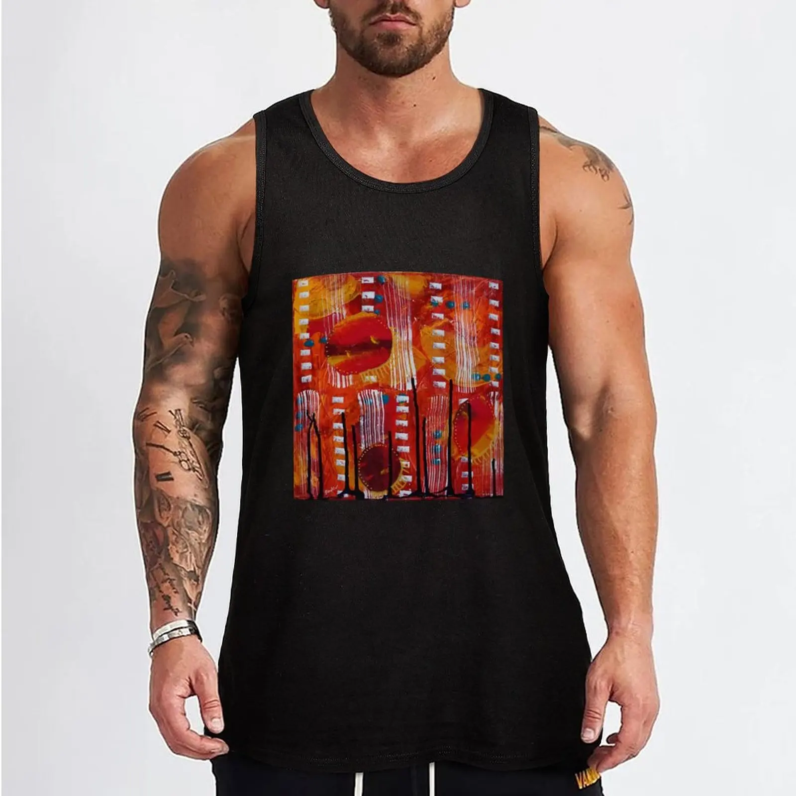 Regenerate Red - Blue Mountains Bush Tank Top sleeveless vest men gym men muscle t-shirt gym clothes man