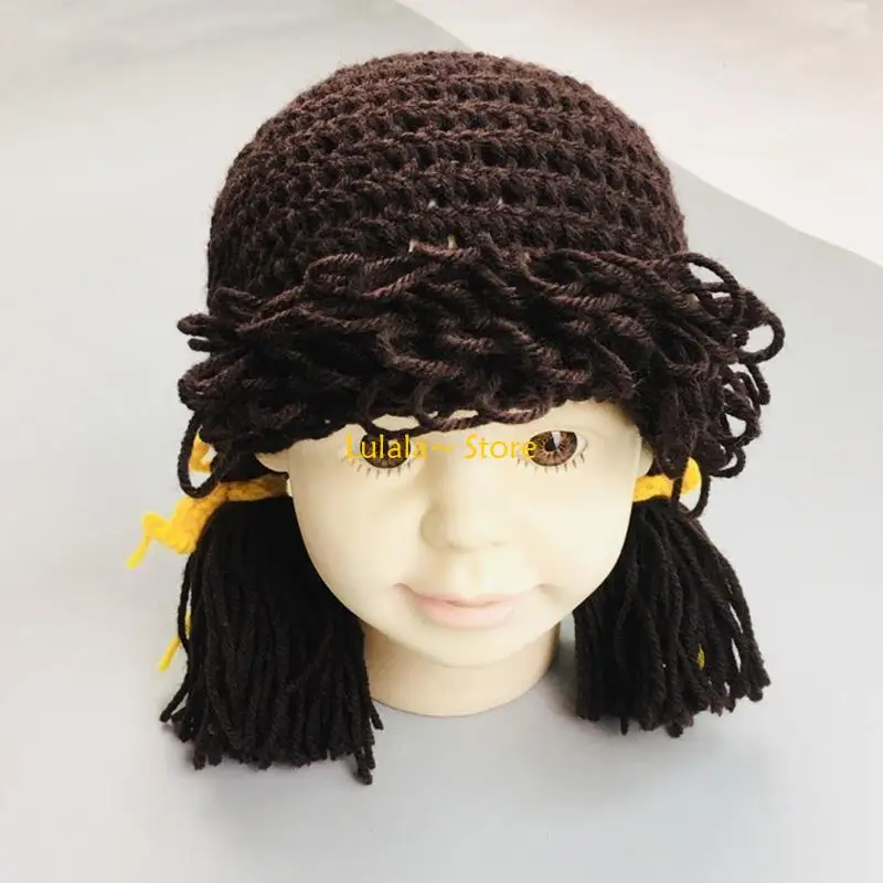 

Y4QA Newborn Photography Posing Props Knitted Crochet Hat Baby Infants Braided Cap Photo Accessories