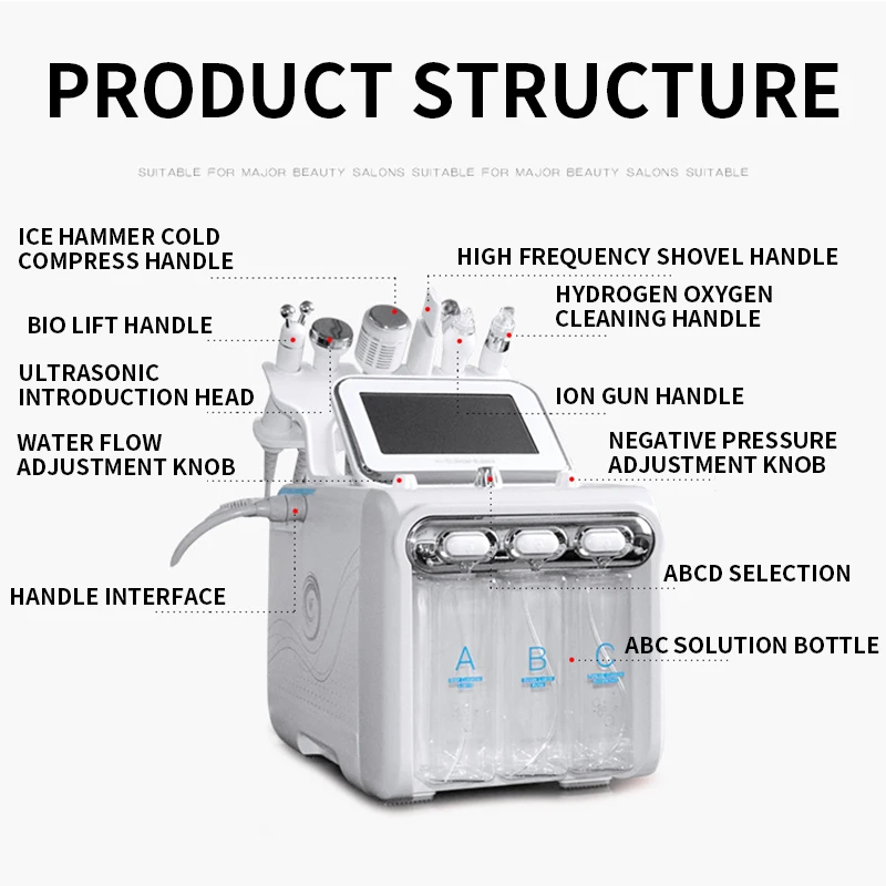 6-in-1 vacuüm gezichtsreiniging Hydrowater Zuurstof Jet Peel Machine Ance Pore Cleaner Gezichtsmassage Kleine bubbel Huidverzorgingsapparaat