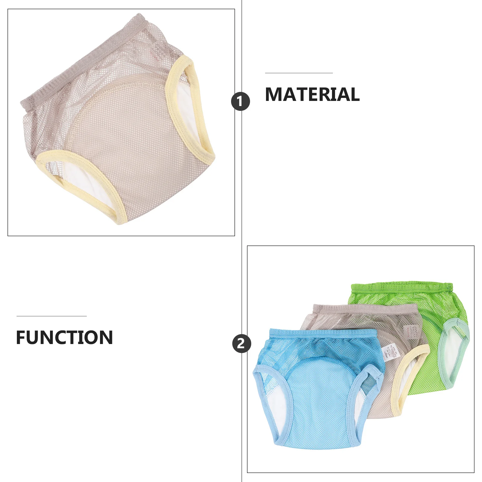

3 шт., детские тренировочные штаны, мягкие дышащие хлопковые штаны с эластичной резинкой на талии, ТПУ, водонепроницаемое нижнее белье для приучения к горшку для малышей, удобное нижнее белье для младенцев