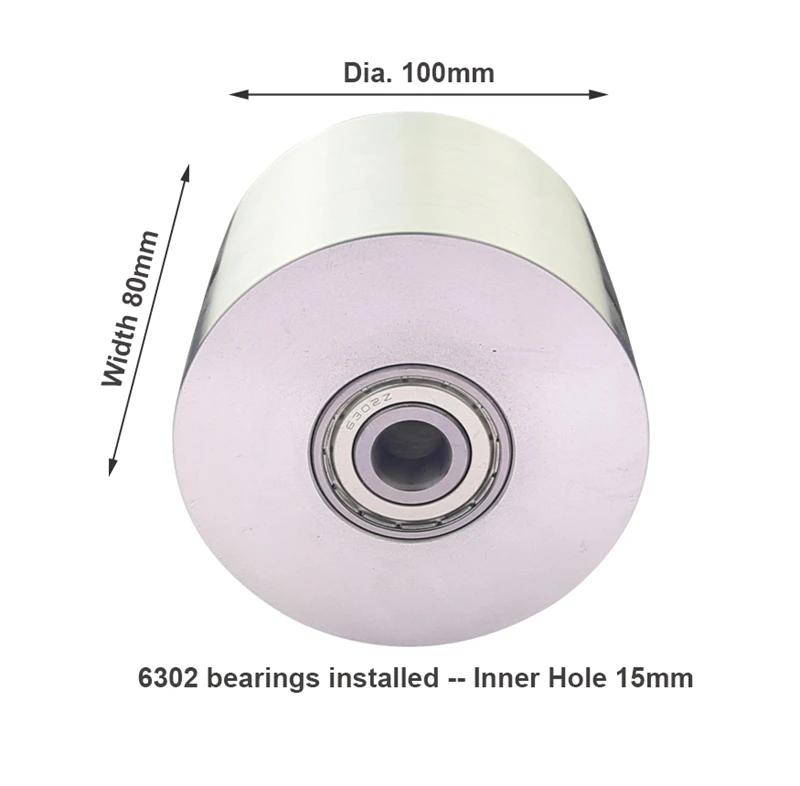1 Stück 100 x 80 mm / 68 x 50 mm Vollaluminium-Kontaktrad mit installierten Lagern – Detail 1