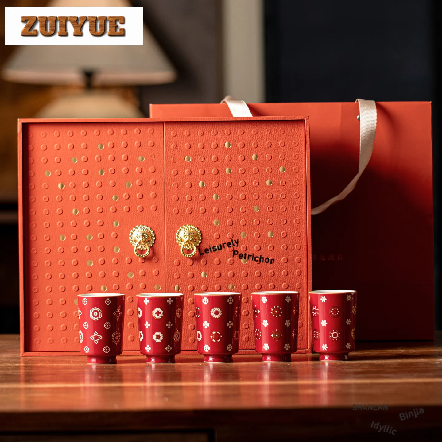 5 قطعة/مجموعة رسمت باليد باو شيانغ الزهور الأحمر فنجان الشاي الرجعية وعاء الشاي القدح الشاي تذوق كوب شخصي Jianzhan ماستر أكواب Teaset 80 مللي
