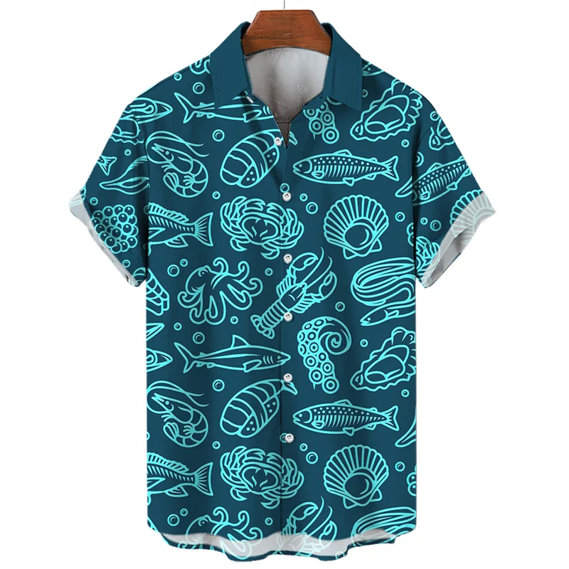 3d Print Shark Jellyfish Hawaiian Shirt For Men Casual Sea Life Animal Pattern Short Sleeve Blouse Summer Fashion Top Shirts