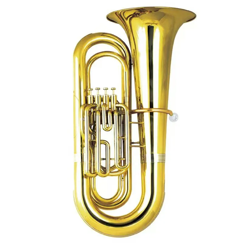 Fast Ship NEW Brass Lacquered Bb Tuba 4-Valves 4/4 HORN With Case