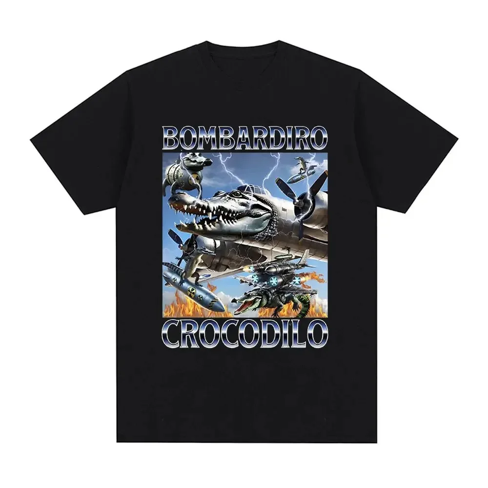 

Bombardiro Crocodilo Crocodile Plane Bomber Funny Meme T-shirt Women Casual Short Sleeve T Shirts Comfort T-shirts
