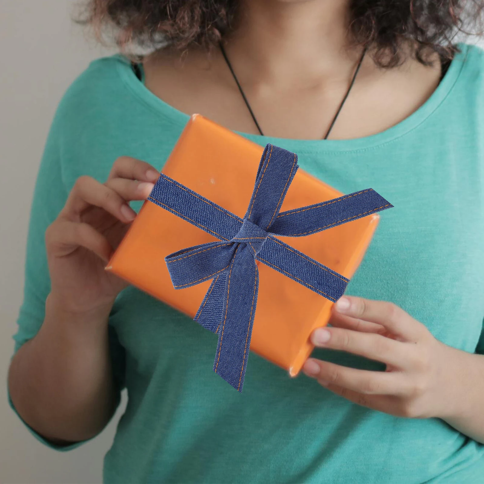 

4 Rolls Denim Fabric Ribbon Stylish Durable for Sewing Crafting Bow Making Packaging Wrapping Handmade Stitch Ribbon DIY