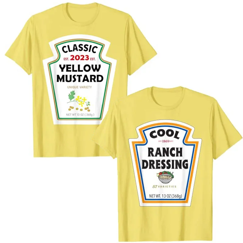 Classic Mayo Mustard Ketchup Costume Matching Couples Groups Halloween T-Shirt Gift Heinz-Tomato-Ketchup BBQ Clothes Tee Tops