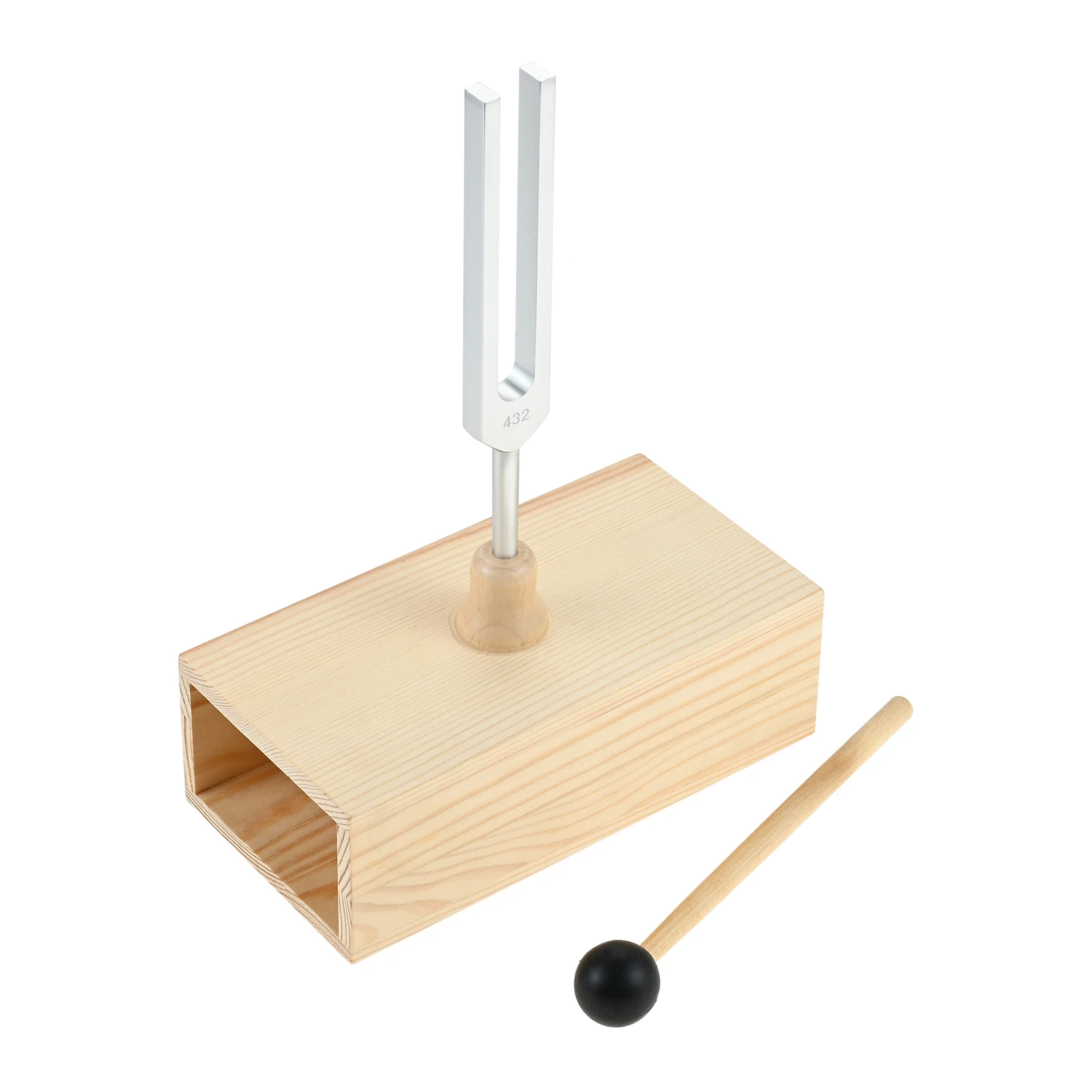 1 Set Aluminum Alloy 432Hz Tuning Fork with Wooden Resonance Box Rubber Mallet for Sound Healing Therapy Yoga Meditation Gifts