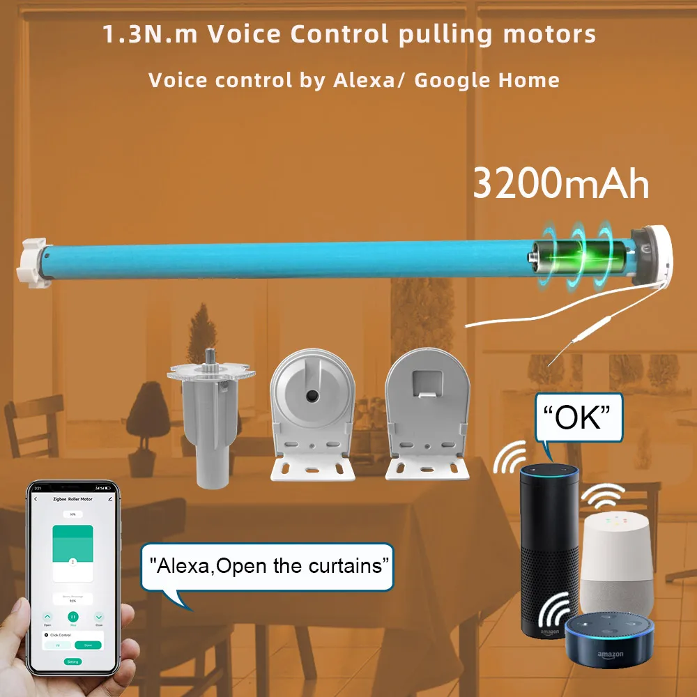 

LifeLibero Tuya Zigbee Battery Window Blinds Smart Curtains Motor Roller Blind Automatic Wire Free Tubular Blind For37 38mm Tube