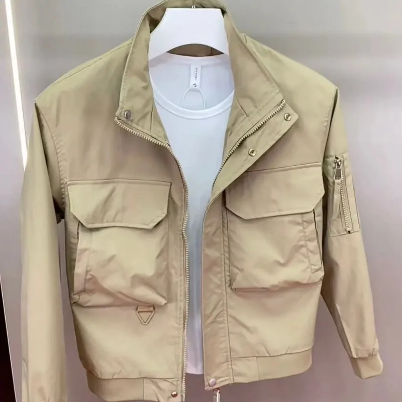 

Весенне-осенняя новая мужская куртка в корейском стиле с тонким воротником-стойкой, модная повседневная однотонная универсальная куртка