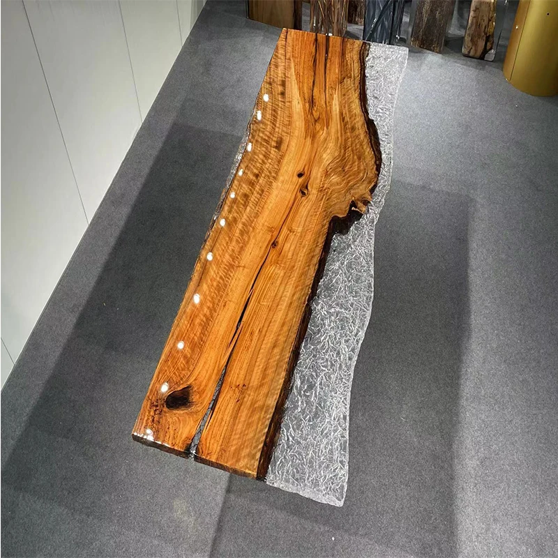 Customized black walnut ice crack resin table 250-90-5