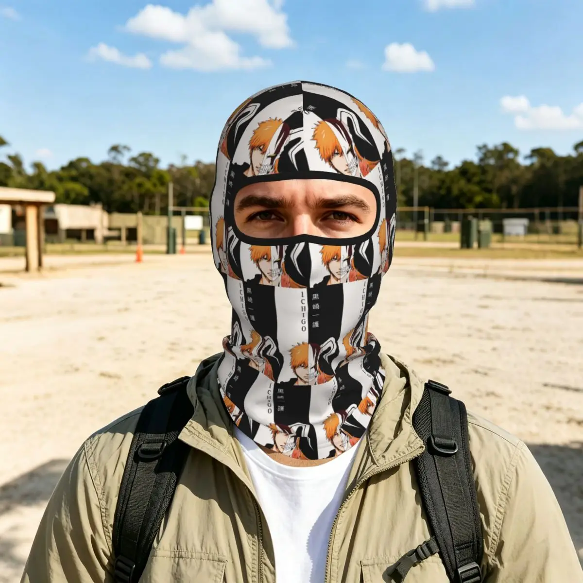 Ichigo Kurosaki Anime Bleach Breathable Thin Balaclava Full Face Mask Sun Protection Neck Gaiter For Motorcycle Cycling Fishing